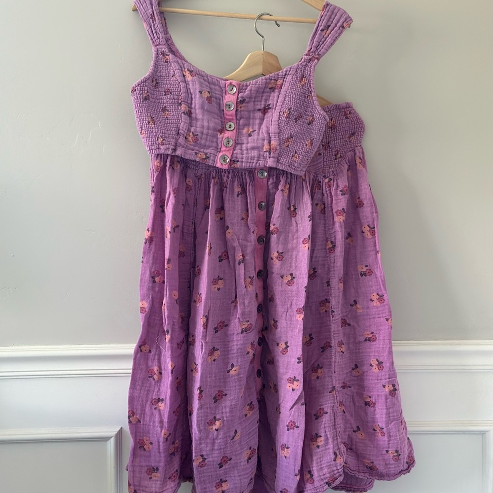 Free People Set with Skirt & Crop Top Cotton Gauze Purple Floral